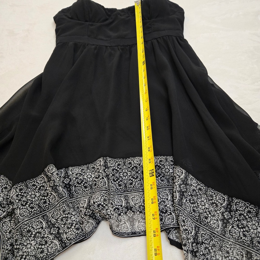 American Eagle Black Paisley Handkerchief Hem Bustier Dress Large L Lace Trim - Picture 8 of 14